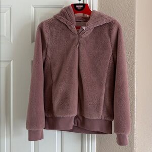 Athleta Girl Faux Fur Teddy Pink Hoodie Jacket Coat Size XXL 16